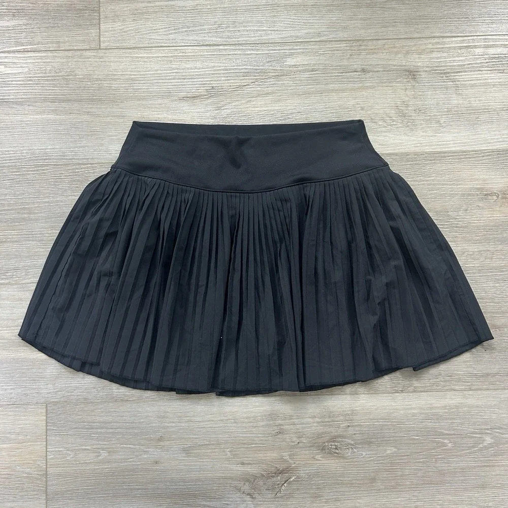 Gilly Hicks Large Black Pleated Athletic Skirt Built-In Shorts Stretch
